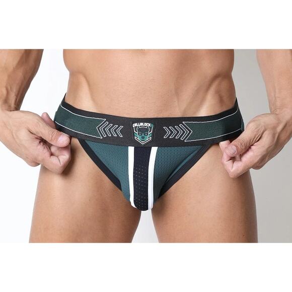 Mens Jockstrap CellBlock-13 Spit-Fire Mesh Green XL - Picture 1 of 3
